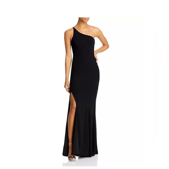 Dress the Population Dresses & Skirts - Dress The Population Black Amy One Shoulder Crepe Gown Dress Size XS NEW